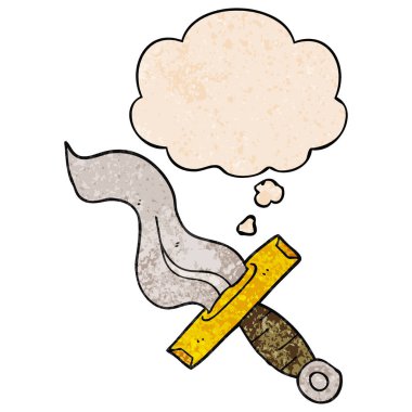 karikatür hançer ve grunge doku desen stil düşünce balonu