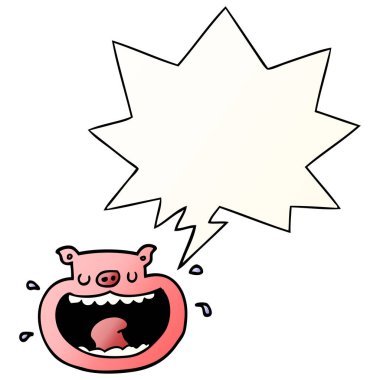 düzgün degrade tarzında karikatür domuz ve konuşma balonu