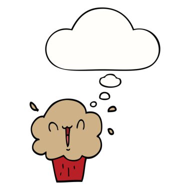 karikatür cupcake ve düşünce balonu