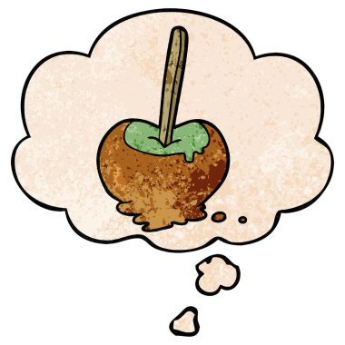 karikatür toffee elma ve grunge doku patter düşünce balonu