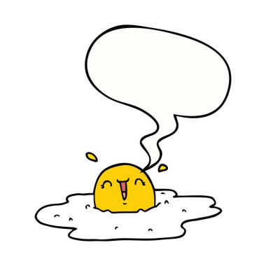 karikatür kızarmış yumurta ve konuşma balonu