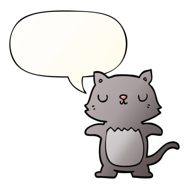 düzgün degrade tarzında karikatür kedi ve konuşma balonu