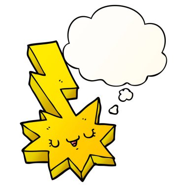 karikatür yıldırım ve pürüzsüz degrade s kabarcık düşünce