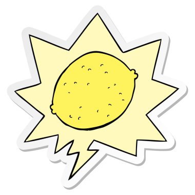 karikatür limon ve konuşma kabarcık etiket