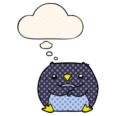 çizgi film penguen ve çizgi roman tarzında düşünce balonu