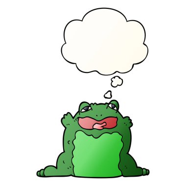 çizgi film kurbağa ve pürüzsüz degrade tarzında düşünce balonu