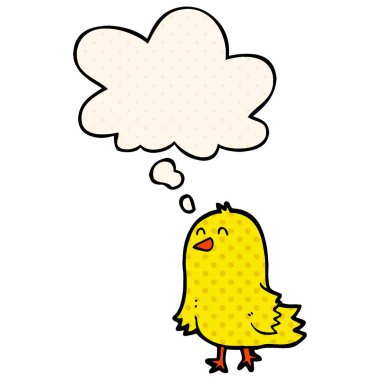 çizgi film kuş ve çizgi roman tarzında düşünce balonu
