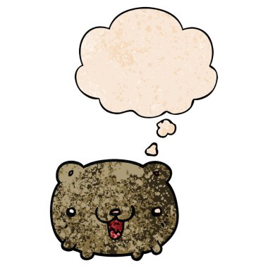 komik karikatür ayı ve grunge doku desen düşünce balonu 
