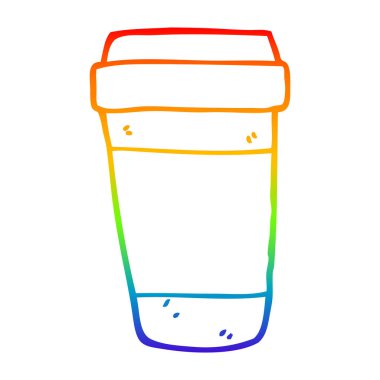 gökkuşağı gradyan çizgi çizim karikatür kahve fincanı