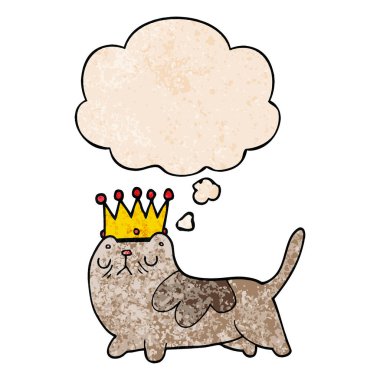 karikatür kibirli kedi ve grunge doku patter düşünce balonu