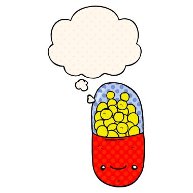 çizgi film hapı ve çizgi roman tarzında düşünce balonu