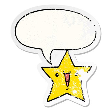karikatür yıldızı ve konuşma balonu sıkıntılı etiket