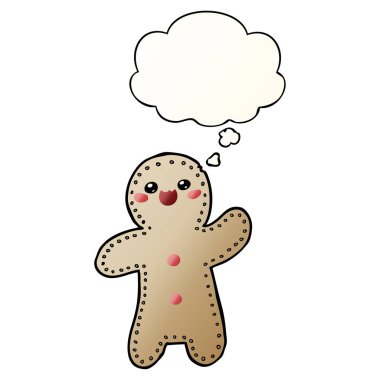 karikatür gingerbread adam ve pürüzsüz degrade st kabarcık düşündüm