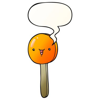 düzgün degrade tarzında karikatür lolipop ve konuşma balonu