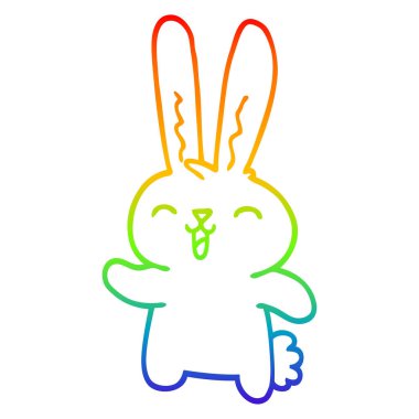 gökkuşağı gradyan çizgi çizim karikatür neşeli tavşan