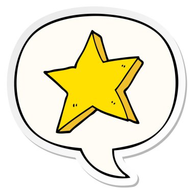 karikatür yıldızı ve konuşma balonu etiket