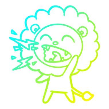 soğuk degrade çizgi çizim karikatür kükreyen aslan