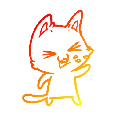 sıcak degrade çizgi çizim karikatür kedi hissing