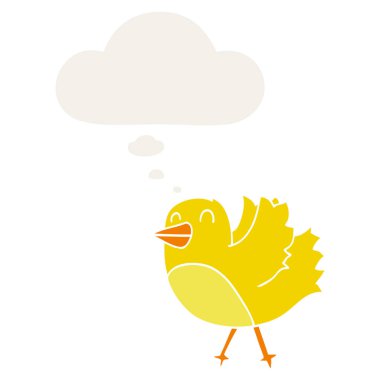 retro tarzında karikatür kuş ve düşünce balonu