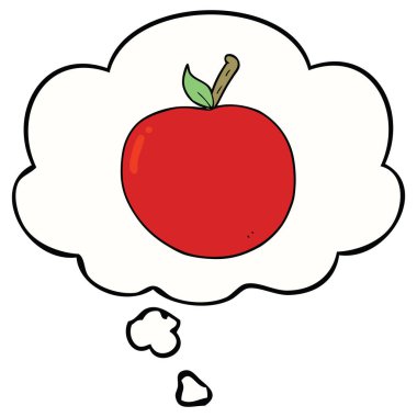 karikatür elma ve düşünce balonu
