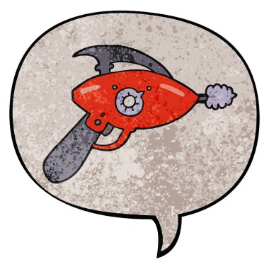 retro doku tarzında karikatür ışın silah ve konuşma balonu