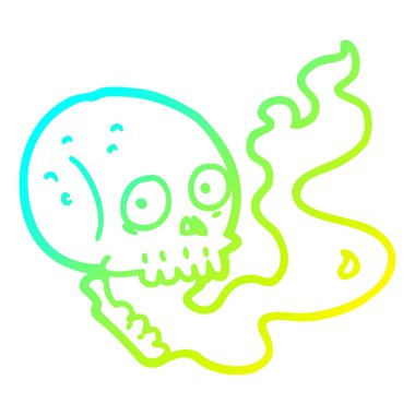 soğuk degrade çizgi çizim karikatür perili kafatası