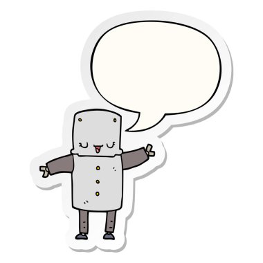 karikatür robot ve konuşma kabarcık etiket