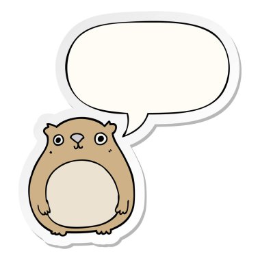 karikatür ayı ve konuşma kabarcık etiket