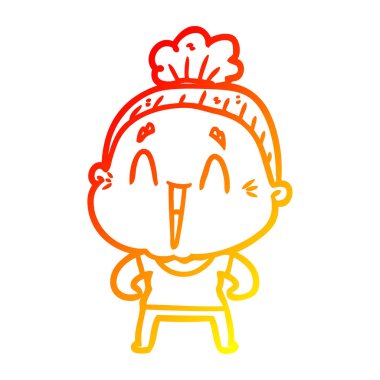 sıcak degrade çizgi çizim karikatür mutlu yaşlı bayan