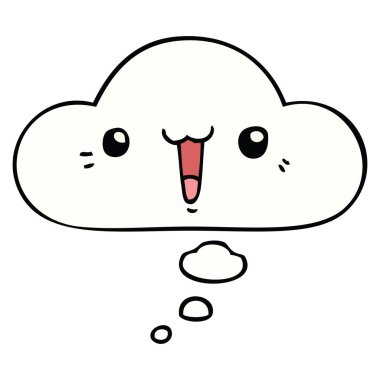 mutlu karikatür yüz ve düşünce balonu