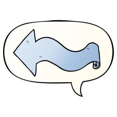 düzgün degrade tarzında karikatür ok ve konuşma balonu