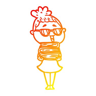 sıcak degrade çizgi çizim karikatür mutlu kadın gözlük giyiyor