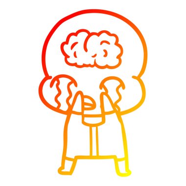 sıcak degrade çizgi çizim karikatür büyük beyin yabancı ağlama