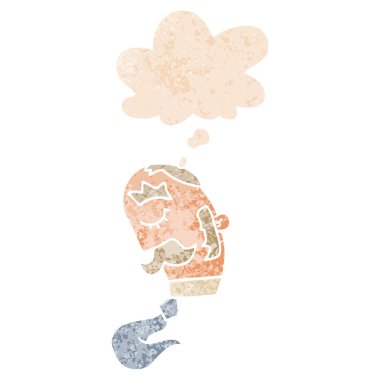 bıyık lı çizgi film adamı ve retro dokulu s düşünce balonu