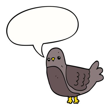 karikatür kuş ve konuşma balonu