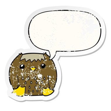 karikatür baykuş ve konuşma balonu sıkıntılı etiket