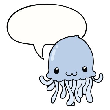 karikatür denizanası ve konuşma balonu