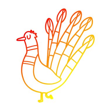 sıcak degrade çizgi çizim karikatür tavus kuşu