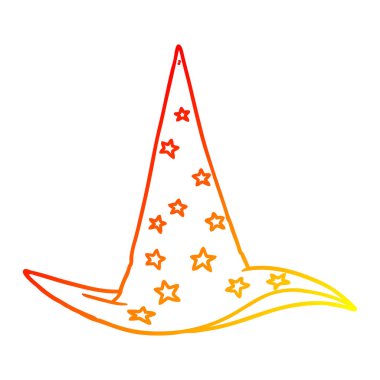 sıcak degrade çizgi çizim karikatür sihirbaz ıstıracık şapka