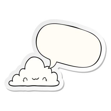 sevimli karikatür bulut ve konuşma balonu etiket