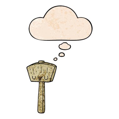 karikatür tokmak ve grunge doku desen stil düşünce balonu