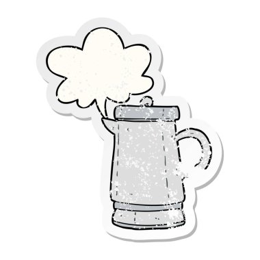 karikatür eski metal su ısıtıcısı ve konuşma balonu sıkıntılı etiket