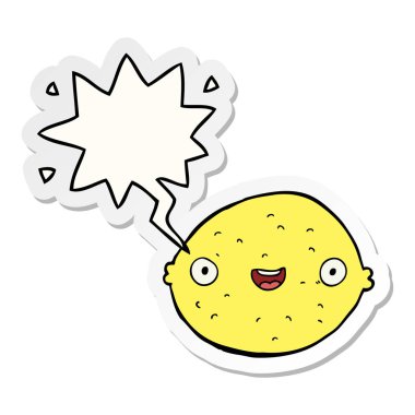 karikatür limon ve konuşma kabarcık etiket