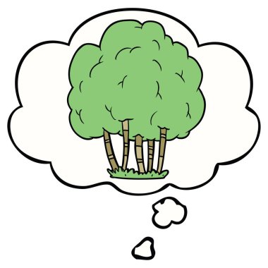 karikatür ağacı ve düşünce balonu