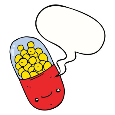 karikatür hapı ve konuşma balonu