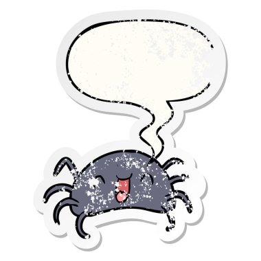 karikatür halloween örümcek ve konuşma balonu sıkıntılı etiket