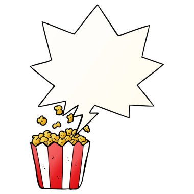 düzgün degrade tarzında karikatür patlamış mısır ve konuşma balonu