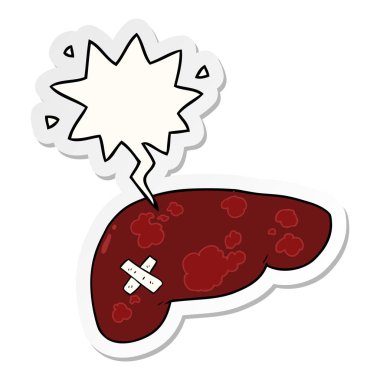 karikatür sağlıksız karaciğer ve konuşma kabarcık etiket