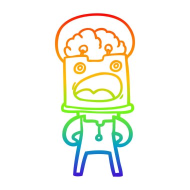 gökkuşağı degrade çizgi çizim karikatür robot