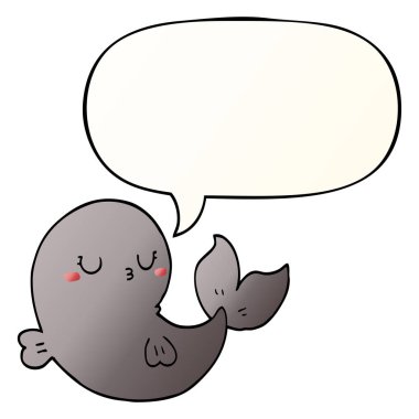 pürüzsüz degrade tarzında sevimli karikatür balina ve konuşma balonu